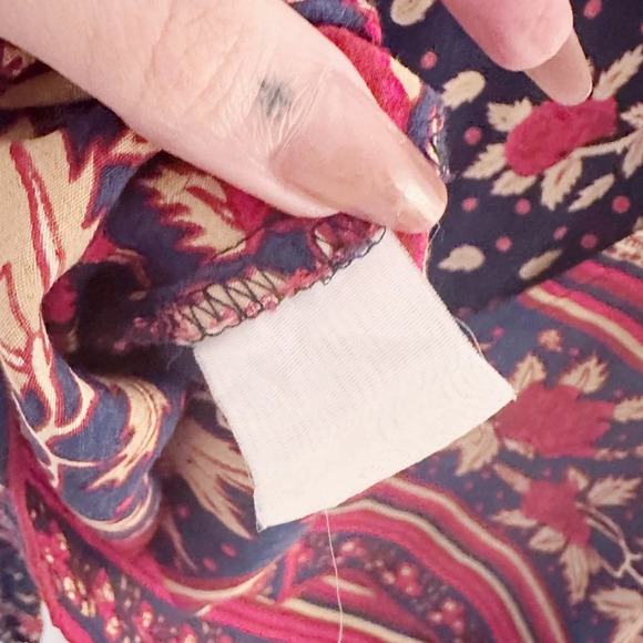 Faithfull The Brand Bohemian Hippie Open Back Long Sleeve Blouse Border Print - Picture 5 of 5